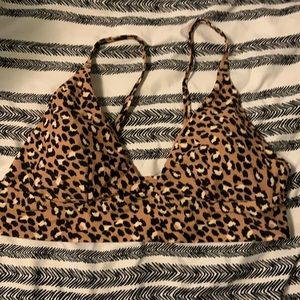 Aerie Longline Triangle Bikini Top cheetah print